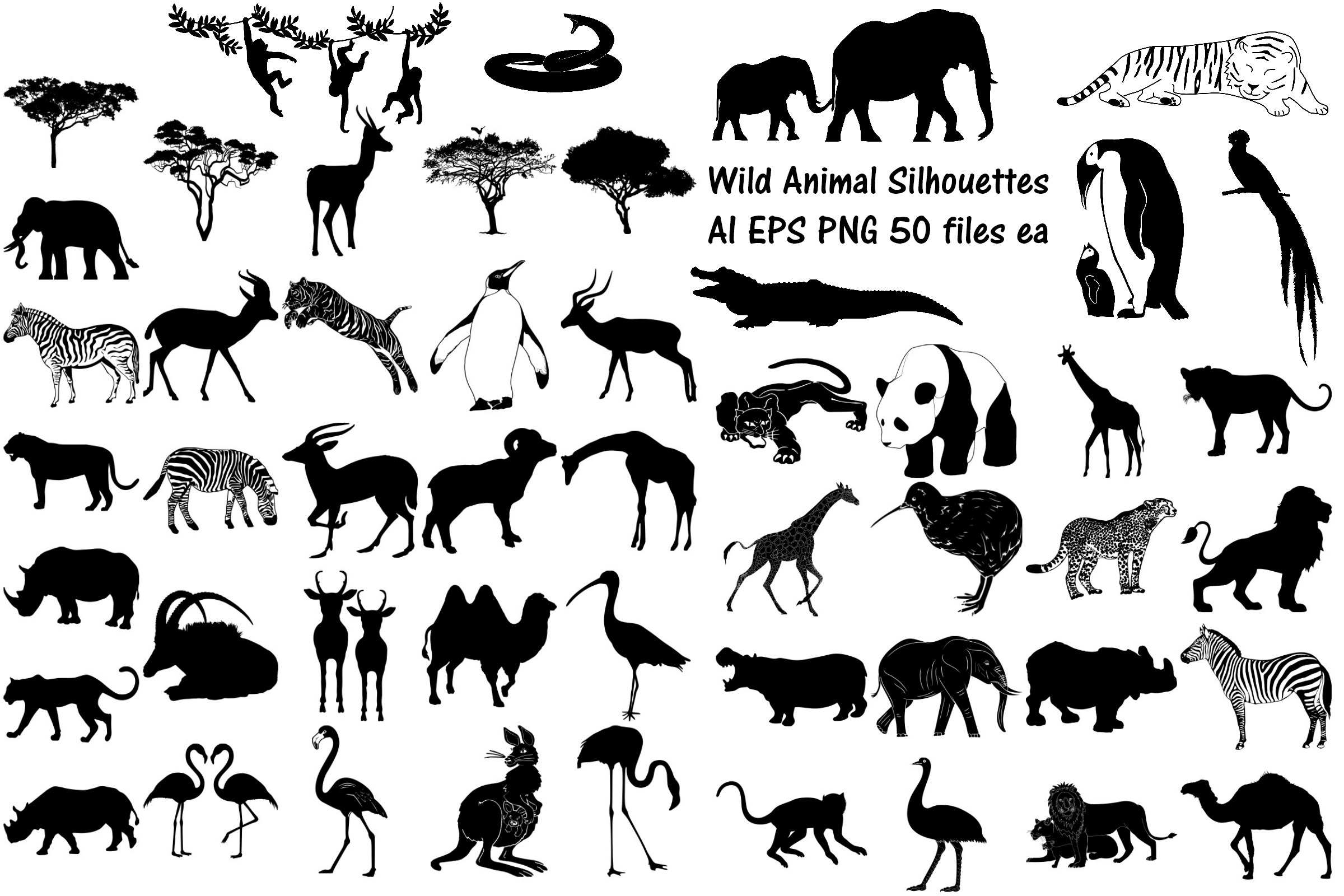 Wild/African Animal Silhouettes, an Animal Illustration by ...