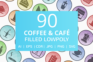 90 Coffee & Cafe Filled LowPoly Icon