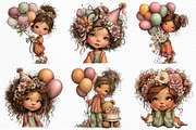 Whimsical Birthday Girls Clipart, a Seasonal Illustration by Craft Nest (Thumbnail 5 of 6)