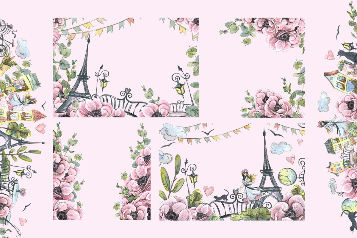 Paris romantic watercolor clipart, a Decorative Illustration by NATASHA CHU (Photo 11 of 17)