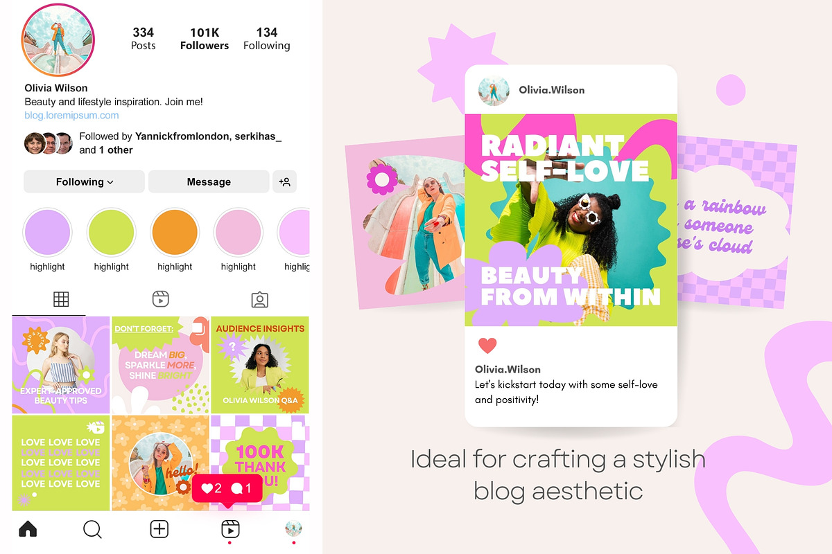 Bright & Bold Instagram Templates, a Social Media Template by Yamurchik (Photo 2 of 9)