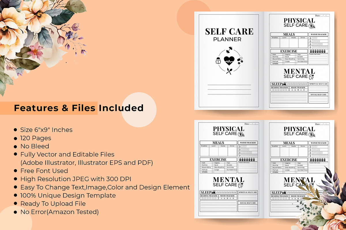 Self Care Planner Kdp Interior, a Stationery Template by Hurairagraphics (Photo 3 of 3)