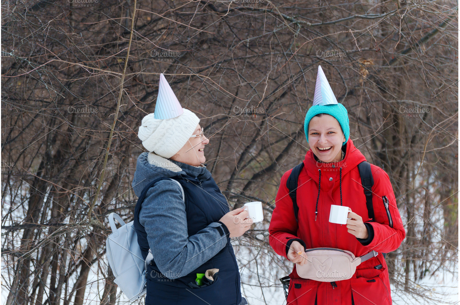 Two friends stand joyfully in a, a Person Photo by darksoul72