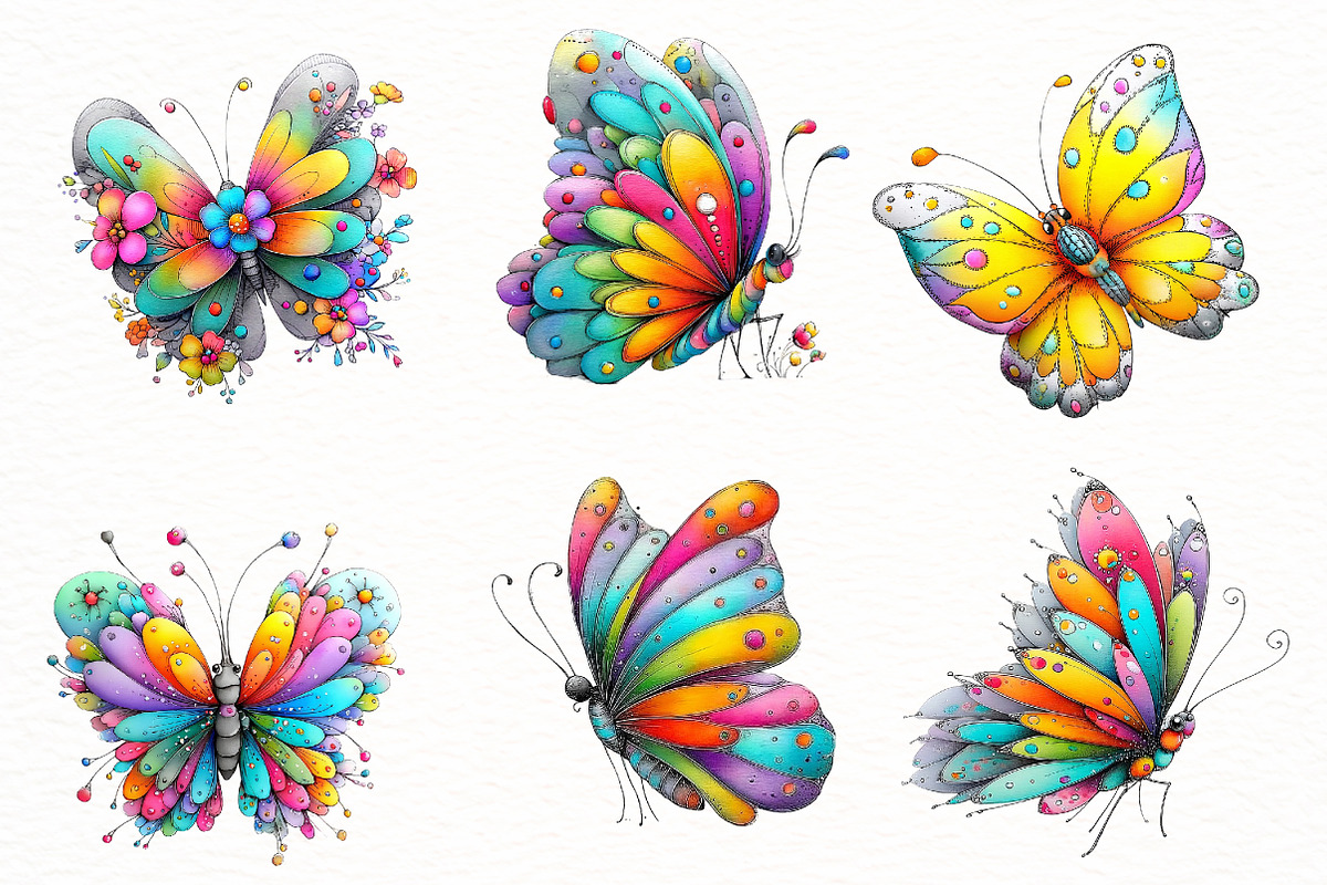 Whimsical Spring Butterfly Clipart, an Illustration by Designworld (Photo 2 of 8)