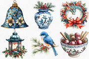 Watercolor Christmas Chinoiserie, an Illustration by Canvas Craft (Thumbnail 2 of 8)