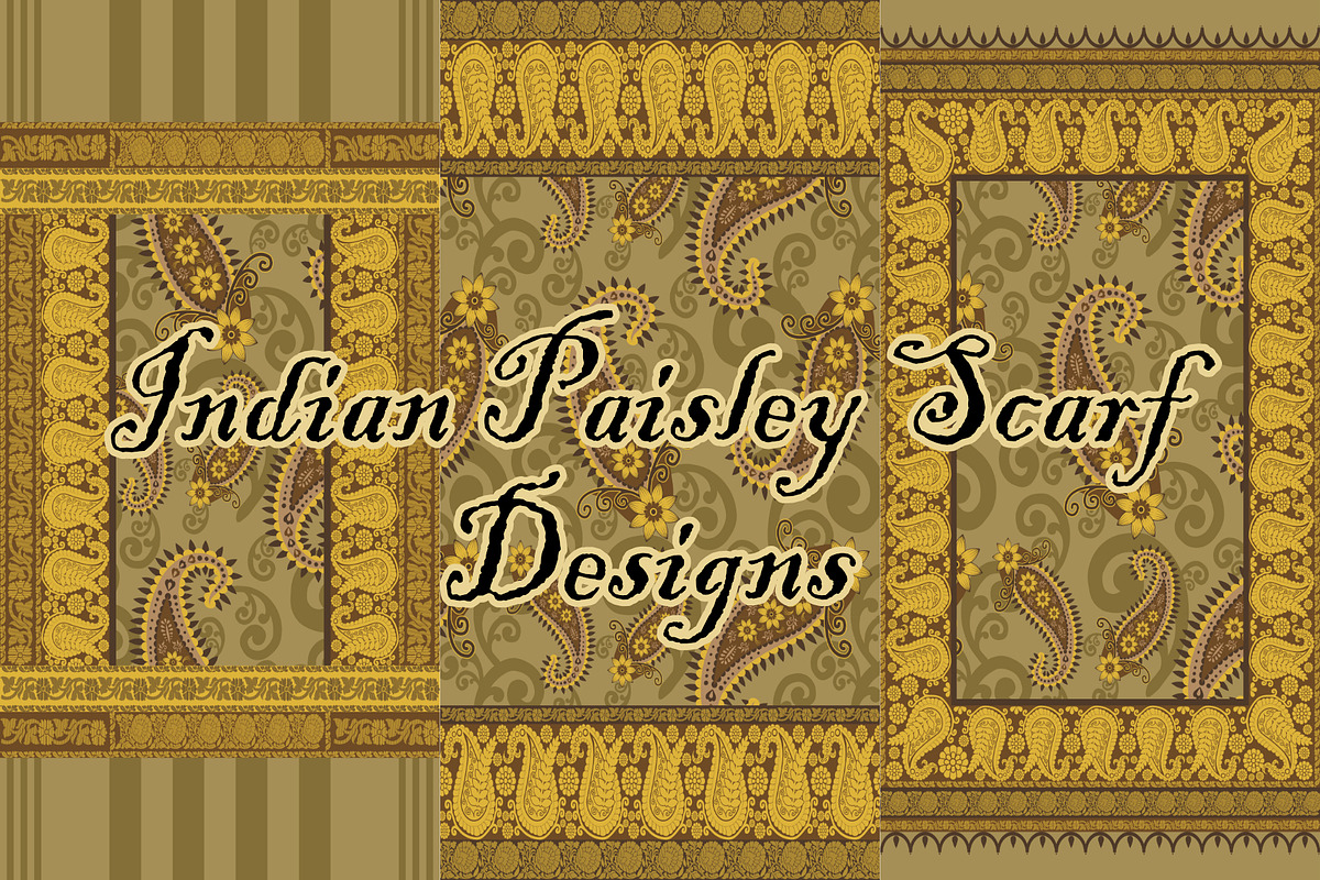 Indian Paisley Scarf Designs, a Pattern Graphic by ThaiByGaew (Photo 1 of 3)
