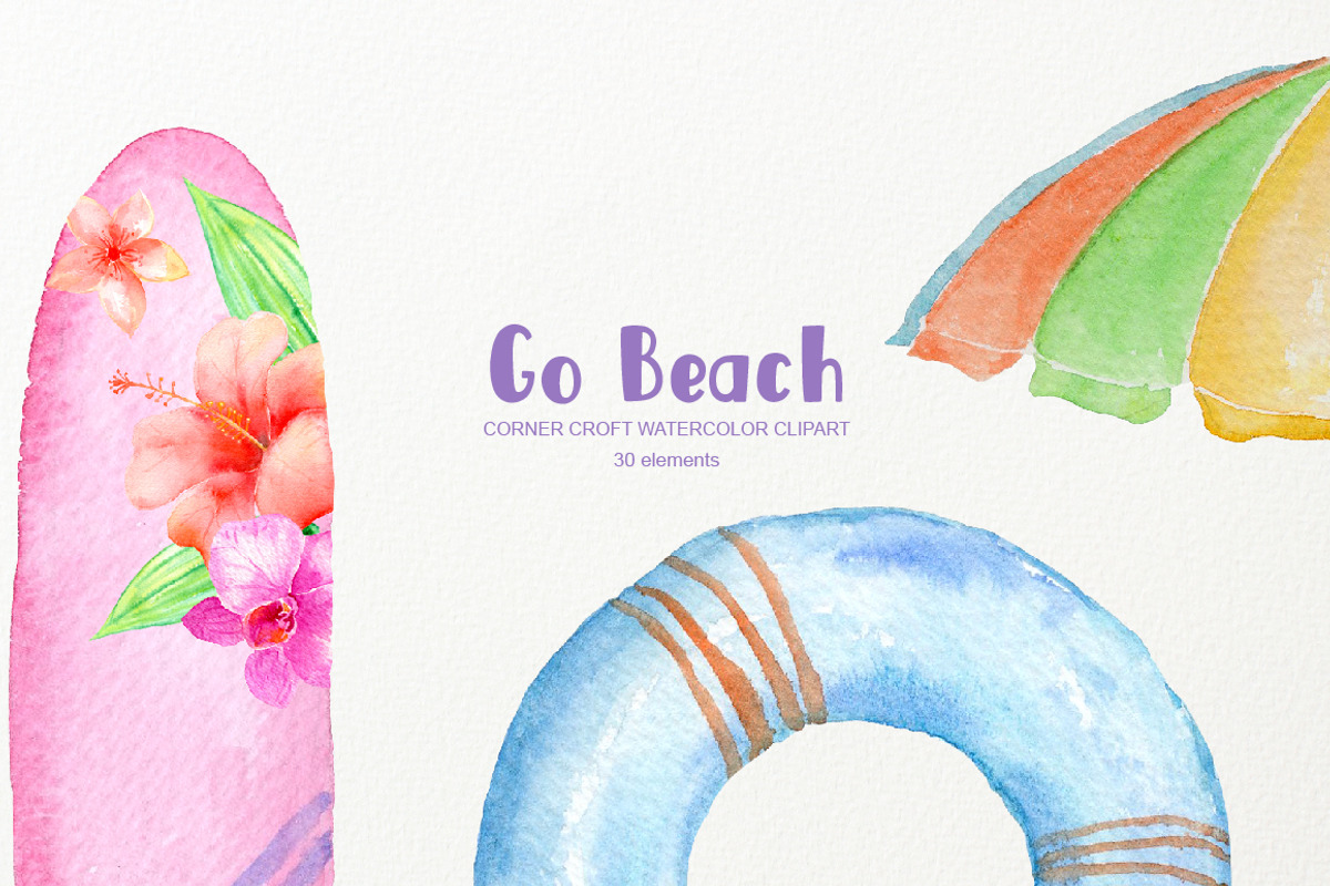 Go Beach Clipart Surfboard Kite, an Illustration by Corner Croft (Photo 3 of 4)