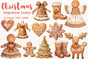 Christmas Gingerbread Clipart Set