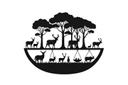 Wildlife Forest Silhouette Vector Bu, an Illustration by Designs_River (Thumbnail 35 of 51)