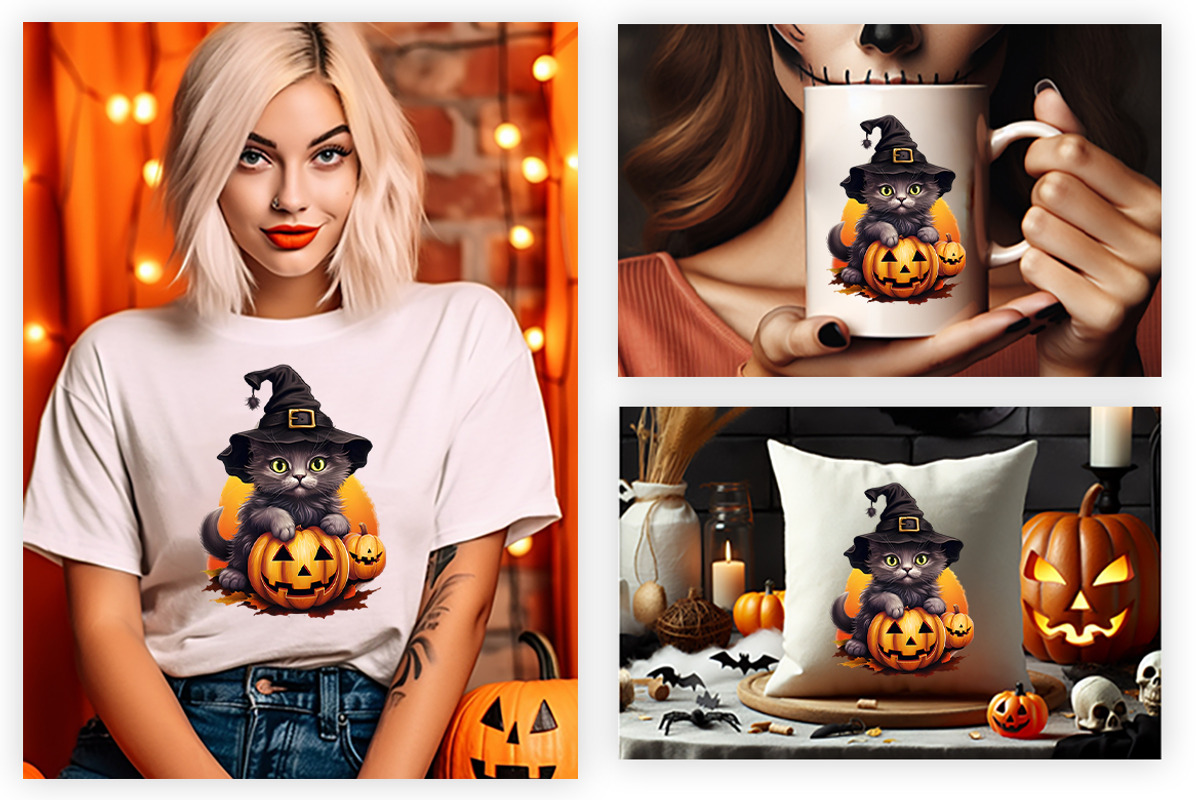 Halloween Black Cat Clipart Bundle, a Seasonal Illustration by Creative Arslan (Photo 6 of 9)
