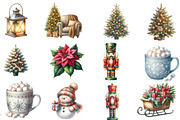 Watercolor Warm Christmas Clipart Bu, an Illustration by Designworld (Thumbnail 4 of 4)