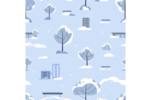 Winter park seamless pattern. Tree, an Object Illustration by Valerie Bodnar