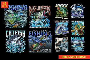 40 Fishing Design Bundles, a Graphic by FzyDESIGN
