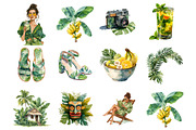 Tropical Summer Clipart, an Illustration by DreamArtGraphic (Thumbnail 2 of 4)