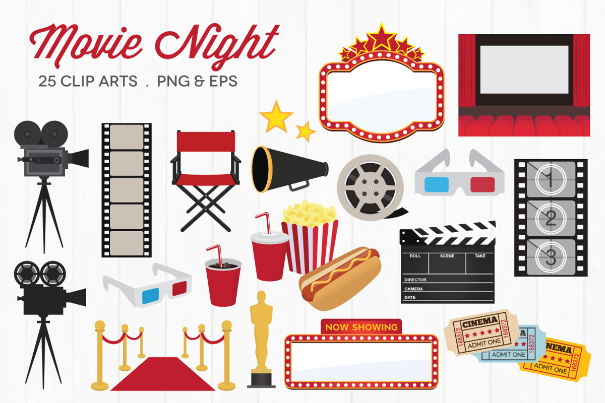 Movie Night Clip Art, an Illustration by cloudstreetlab (Photo 1 of 2)