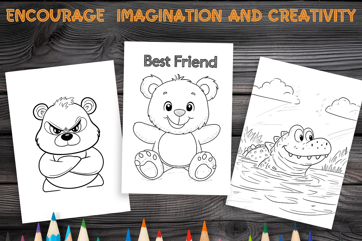 Cute Animal Coloring Pages for Kids, an Animal Illustration by LA Design (Photo 5 of 10)