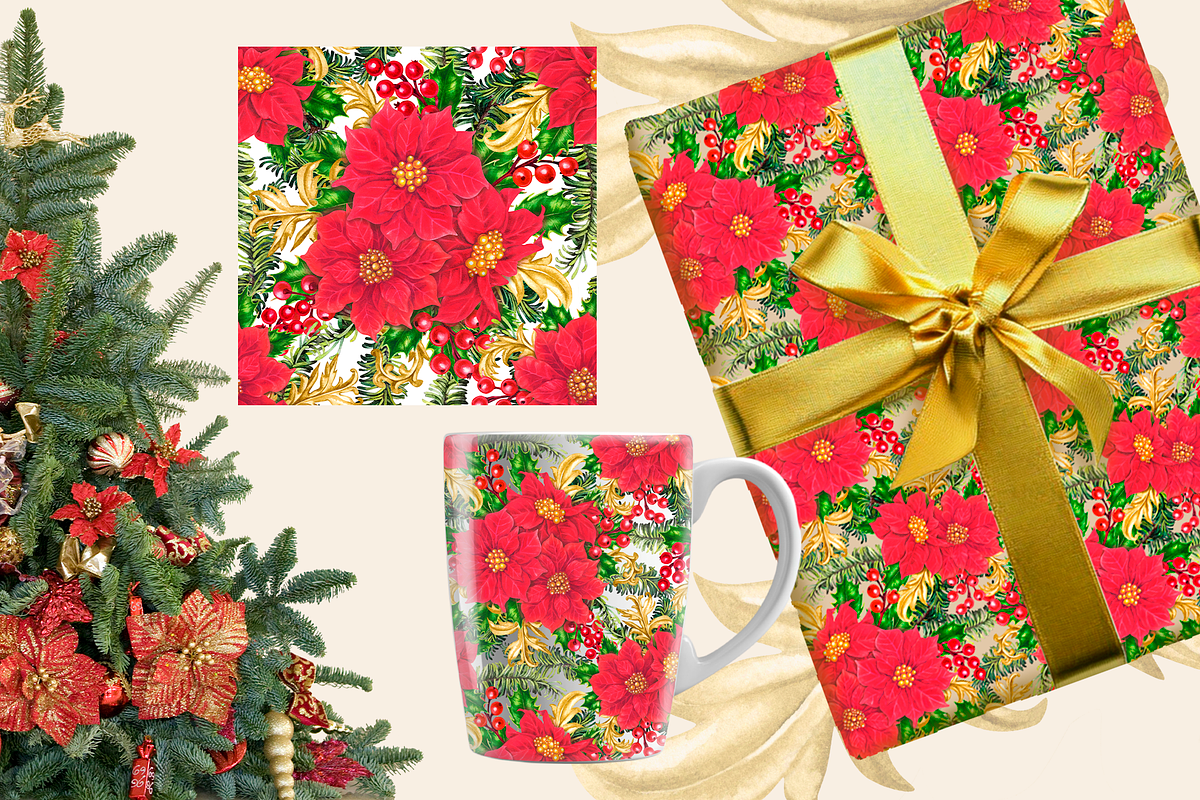 Red Poinsettia, Christmas watercolor, an Illustration by EL_SUHOVA (Photo 9 of 18)