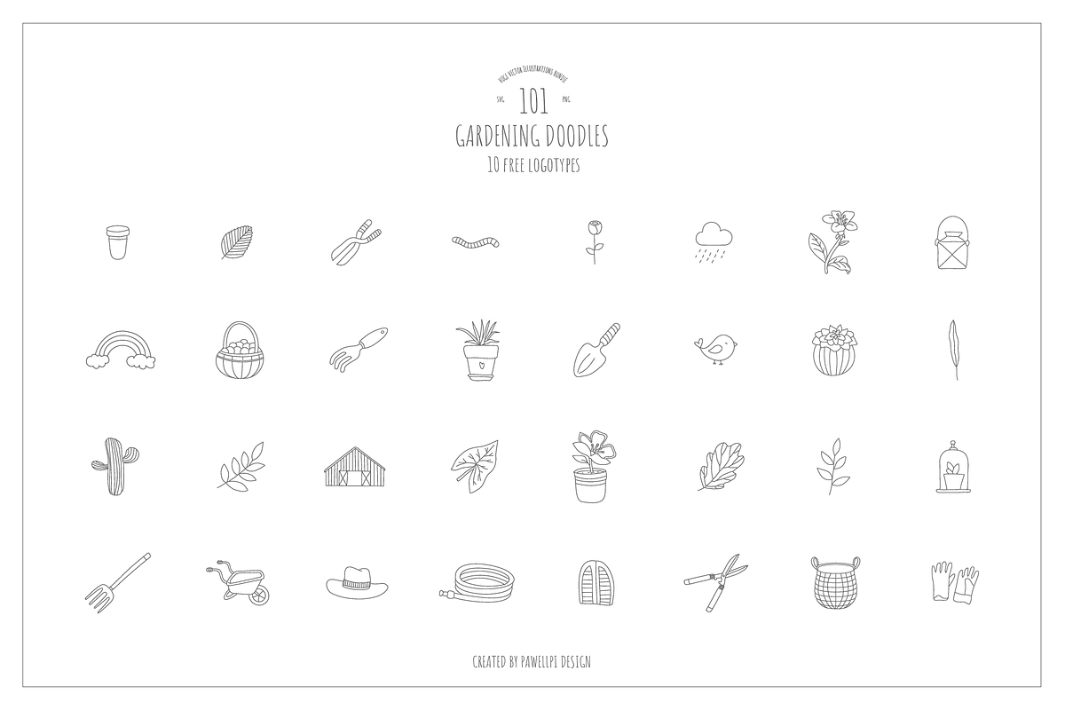 101 Vector Gardening Doodles, a Branding & Logo Template by pawellpi (Photo 5 of 22)