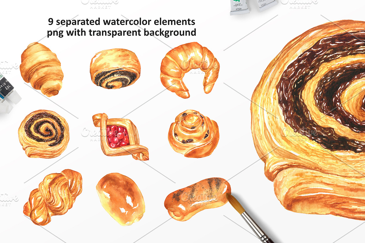 Watercolor pastry collection, an Illustration by Blowballmay (Photo 2 of 2)