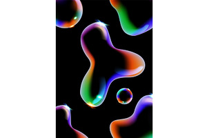 Glowing soap bubbles on black, an Illustration by the8monkey