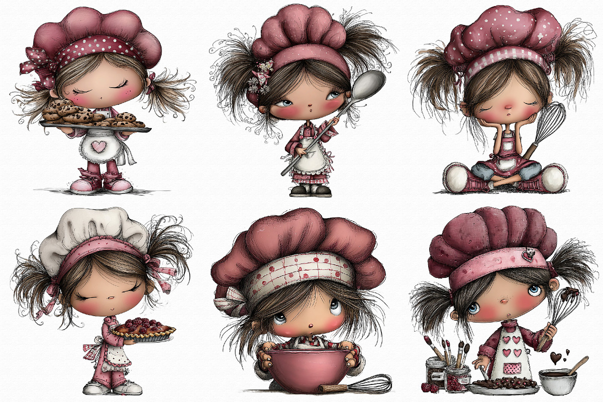 Whimsical Little Girl Chef Hat Clipa, an Illustration by Libby Wishes (Photo 2 of 7)