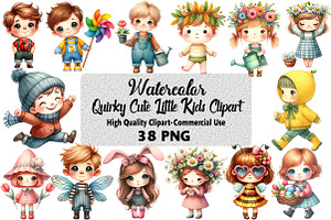 Quirky Cute Little Kids Clipart, an Illustration by Daily.Designs