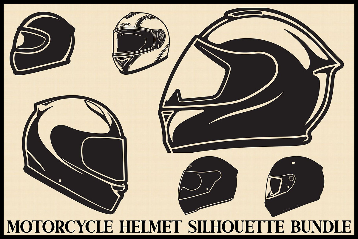 Motorcycle Helmet Silhouette Set, an Illustration by hafijul (Photo 1 of 7)