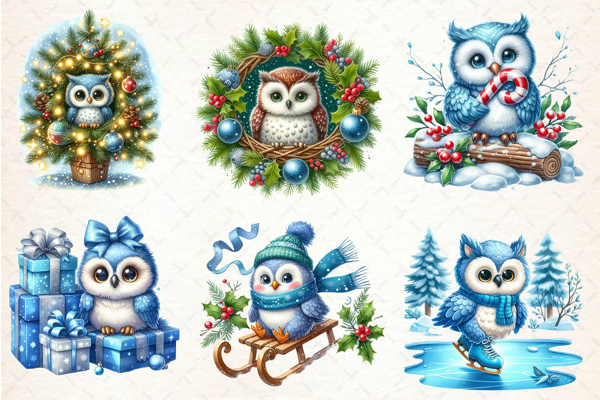 Christmas owl Sublimation Clipart, an Illustration by CreationArt (Photo 4 of 5)