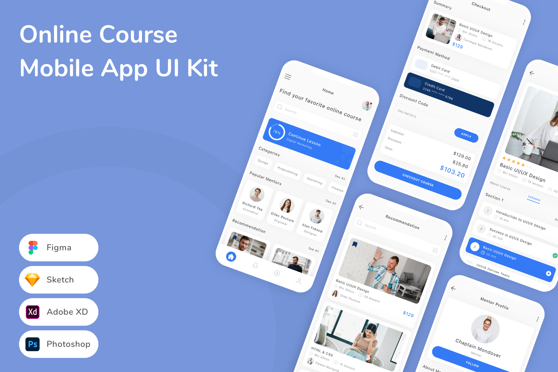 Online Course Mobile App UI Kit, an UI Kit Template by Betush