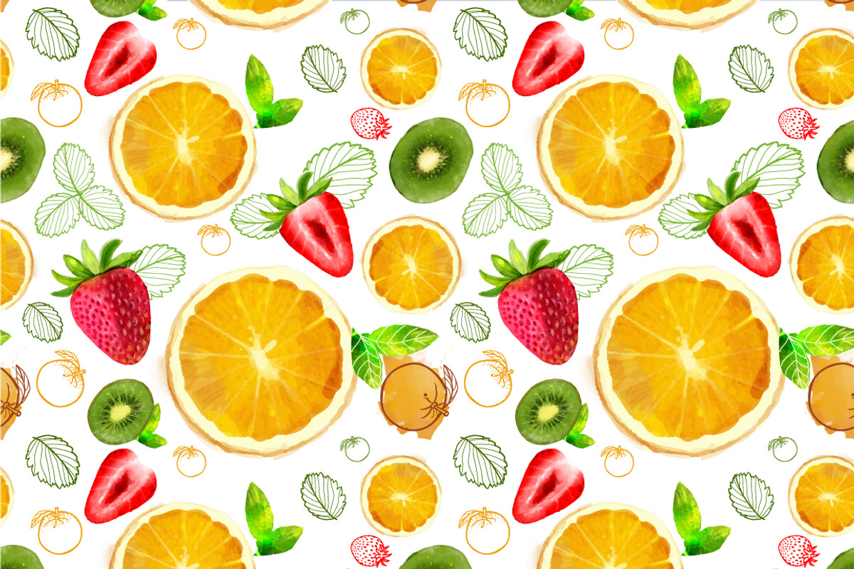 Vector watercolor juicy fruit, a Pattern Graphic by Vikpit (Photo 2 of 6)