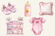 Pink Baby Girl Nursery Clipart, an Illustration by OK Design (Thumbnail 3 of 5)