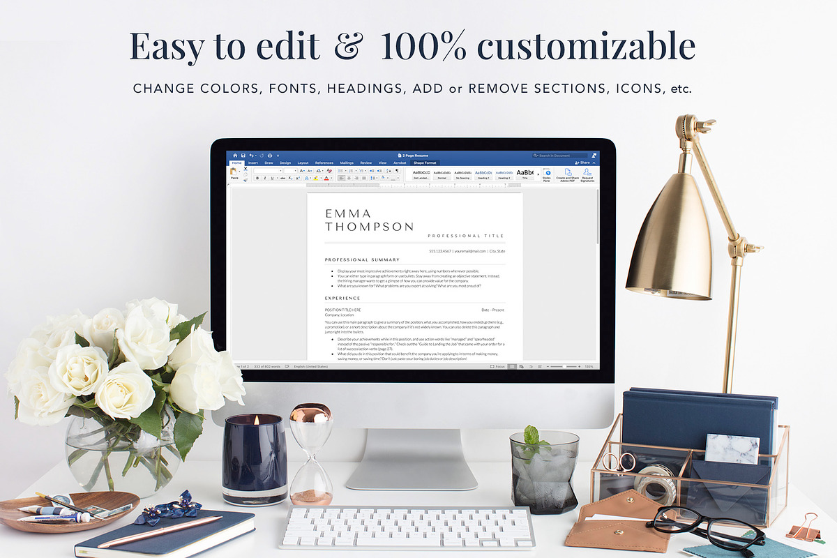 Modern ATS Resume Template for Word, a Resume Template by Get Landed (Photo 6 of 10)