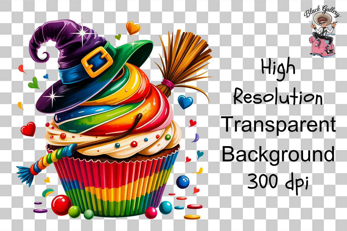 Witch Cupcake PNG Bundle, a Graphic by Clipart Studio (Photo 8 of 11)