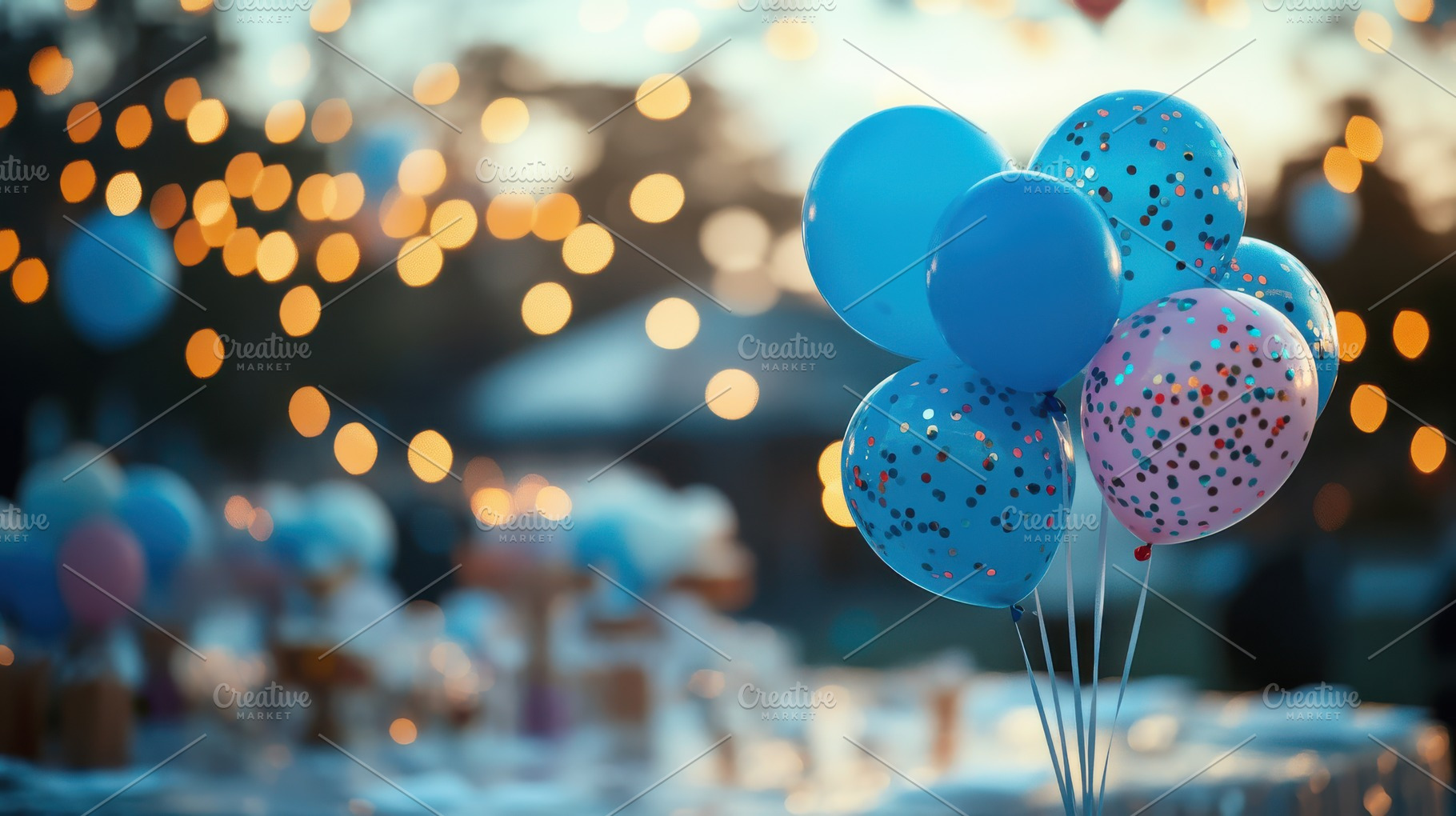 Festive balloons with confetti, cele, a Background Photo by Pixeness Studio