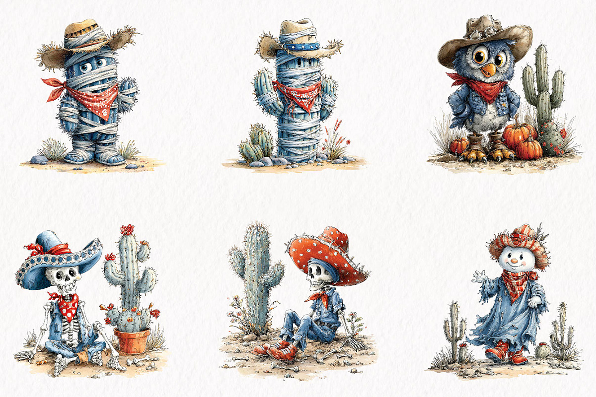 Cute Western Halloween Clipart, a Seasonal Illustration by fashionaddict (Photo 3 of 7)