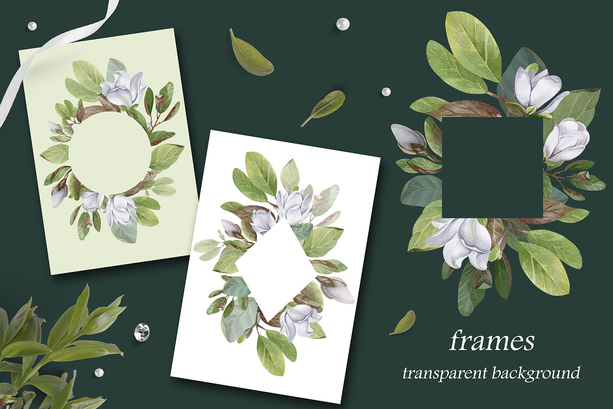 Watercolor Magnolia Flower Set, a Decorative Illustration by LenArt (Photo 4 of 18)