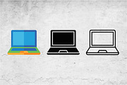 Laptop Computer Icons Flat Glyph, an Outline Icon by Artonix (Thumbnail 2 of 2)