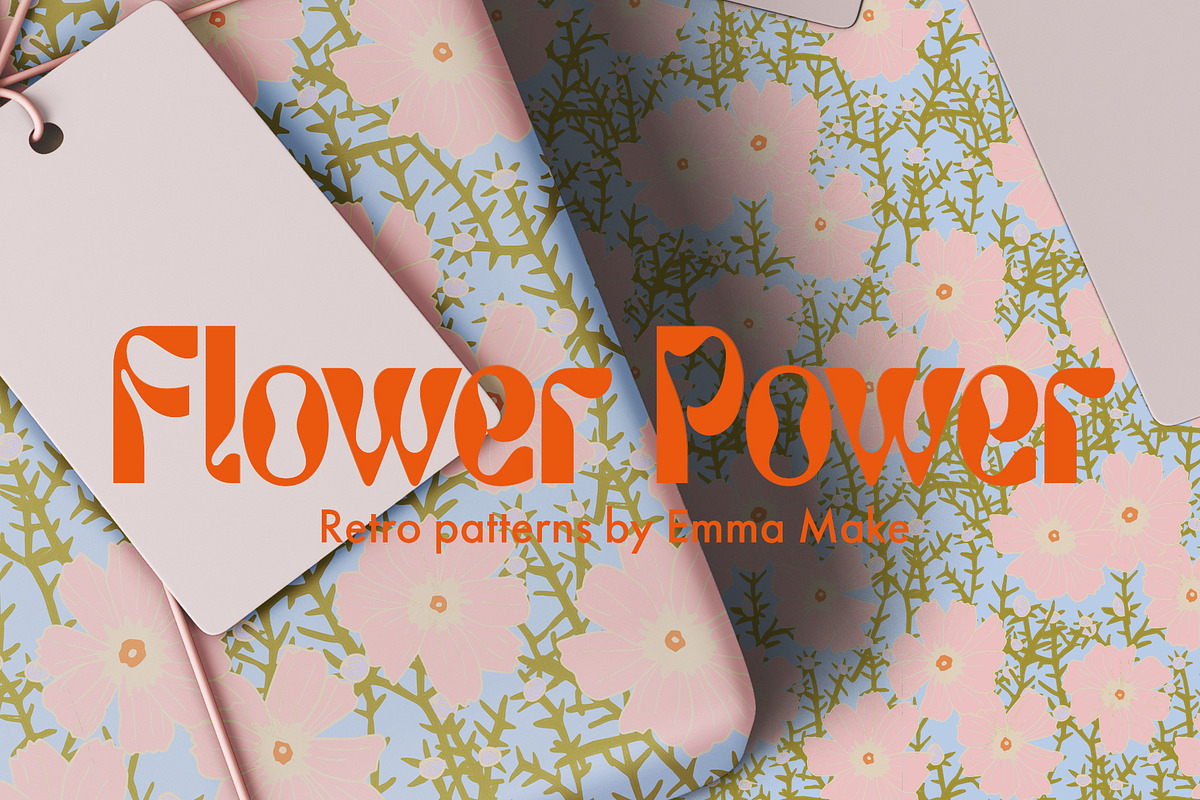 Flower Power Retro Pattern Set, a Pattern Graphic by Emma Make (Photo 1 of 12)