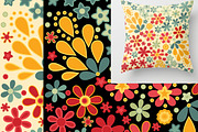 RETRO FLORAL abstract pattern set, a Pattern Graphic by Futurel (Thumbnail 6 of 6)