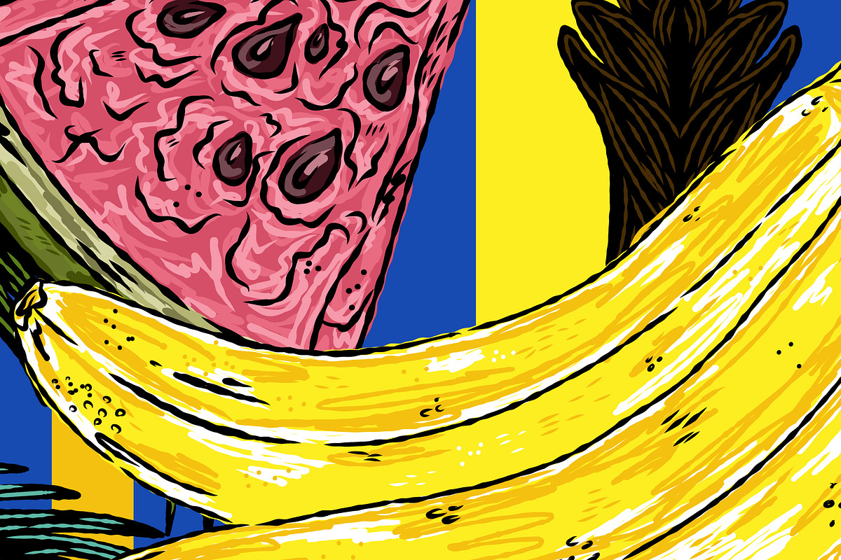 Banana Watermelon Dragon Fruit, a Pattern Graphic by NayaChu (Photo 8 of 9)