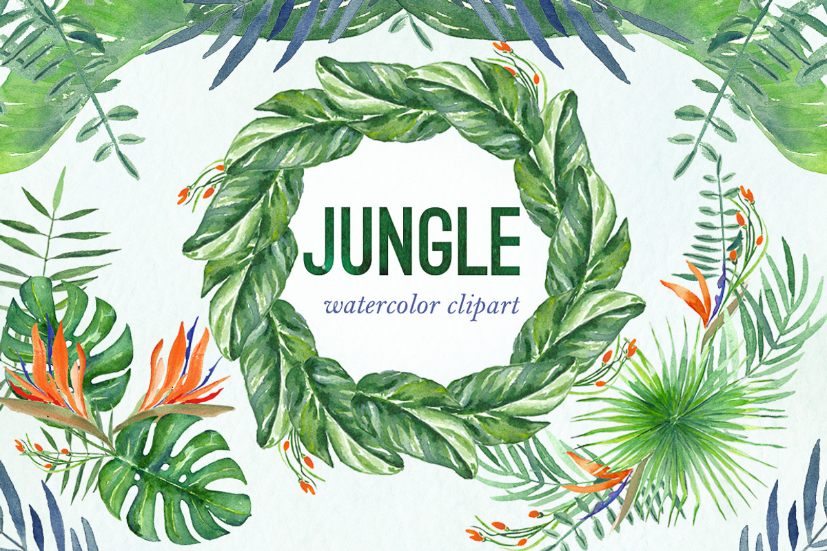 Tropical leaves branches watercolor, a Decorative Illustration by LABFcreations (Photo 3 of 9)