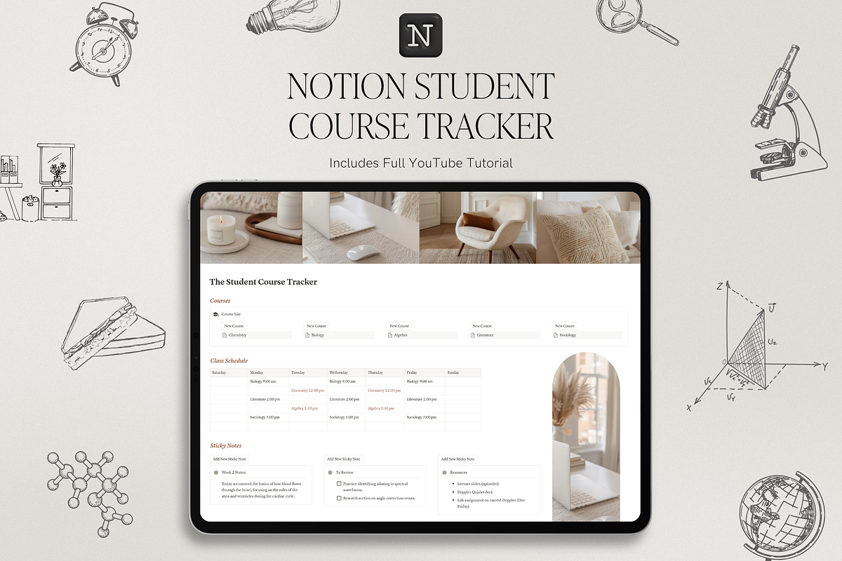 Notion Student Course Tracker, a Websites & App Template by Asha Glenn Design Studio (Photo 1 of 9)