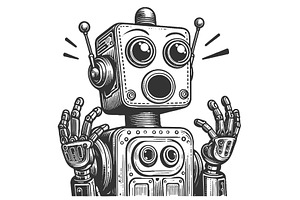 Shocked Vintage Robot Screaming, a Photo by AlexArt