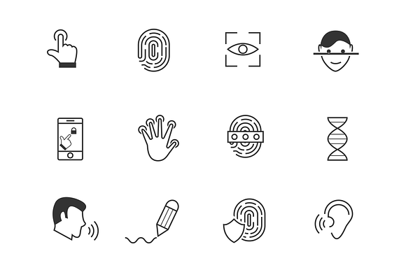 12 Biometric And Security Icons