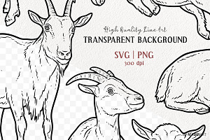 Goat & Baby Goat SVG Clipart Set