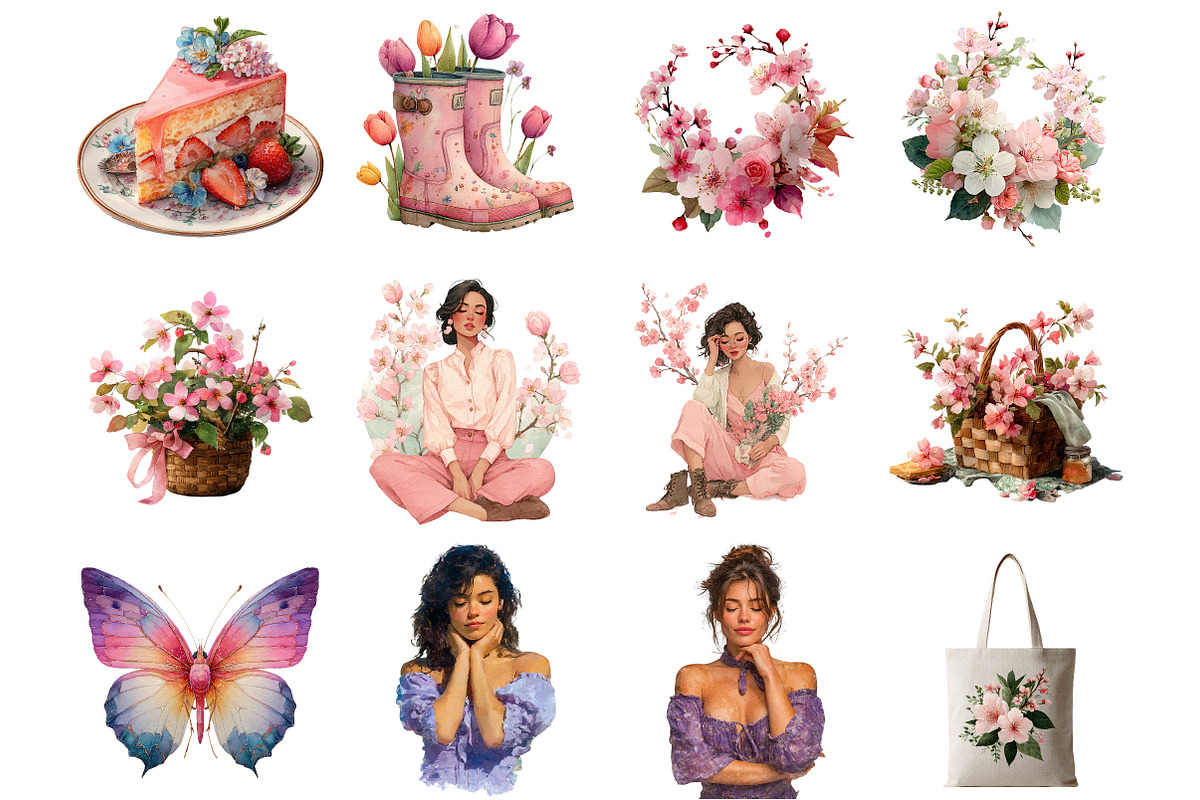 Watercolor Daydream Spring Bliss, an Illustration by DreamArtGraphic (Photo 2 of 4)