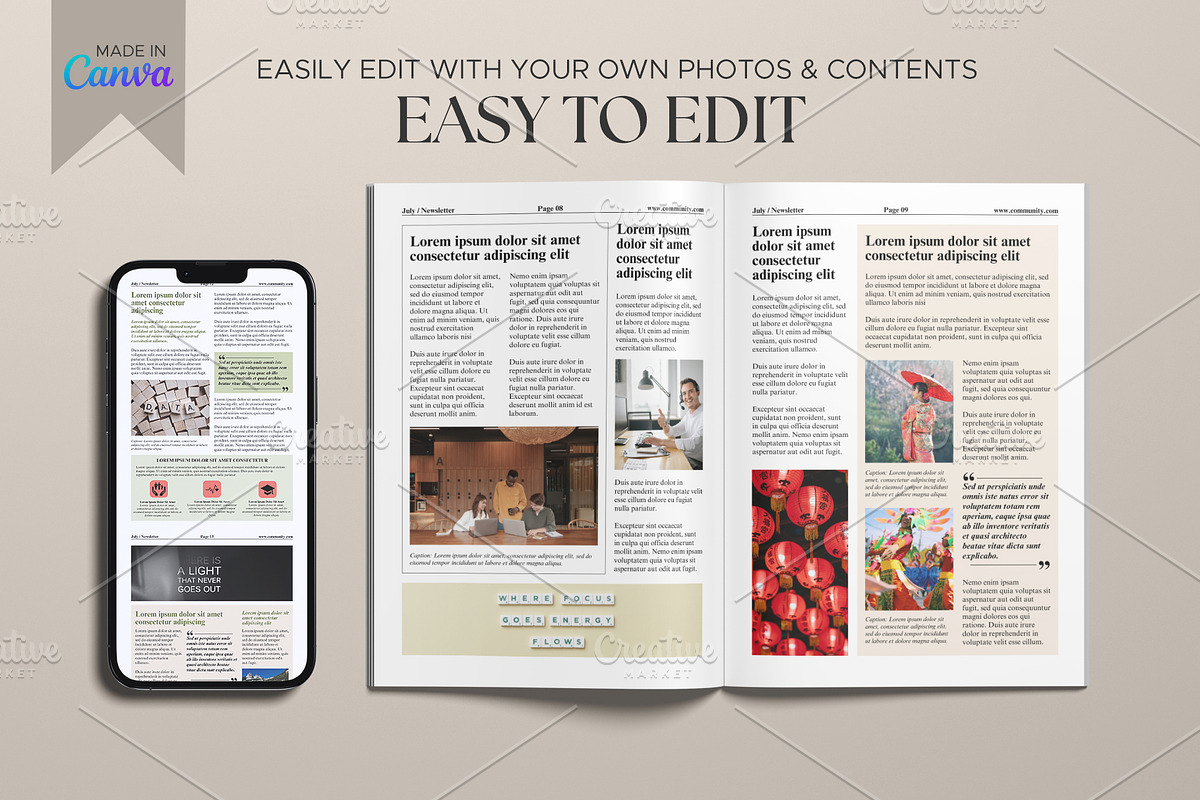Canva Newsletter Template, a Magazine Template by Oshin Design (Photo 3 of 7)