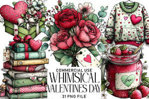 Whimsical Valentines Day Clipart, an Illustration by Daily.Designs