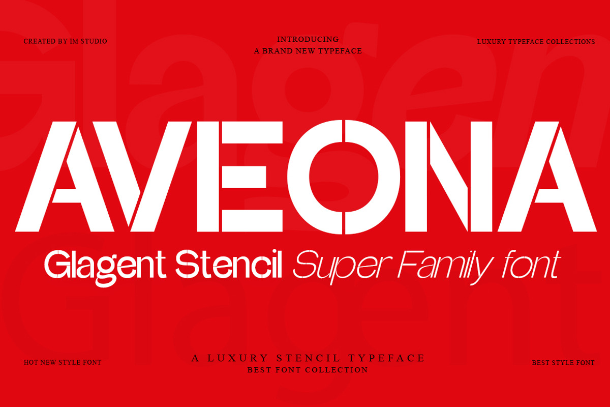 Glagent Stencil | 162 Super Family, a Sans Serif Font by IM Studio (Photo 1 of 9)