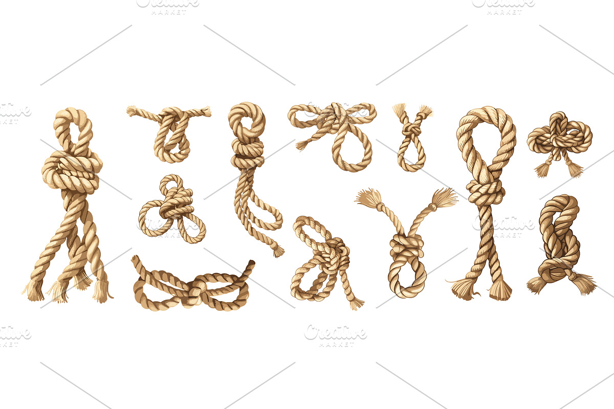 Rope nodes cartoon vector set, an Object Illustration by Onyx